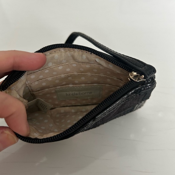 Liz Claiborne Black Patchwork Wristlet - Picture 2 of 3